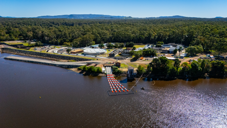 View of Lake Macdonald Dam Improvement Project construction site