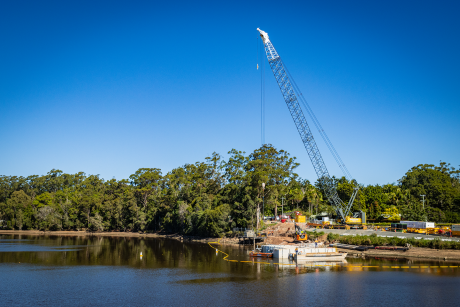 View of Lake Macdonald Dam Improvement Project construction site