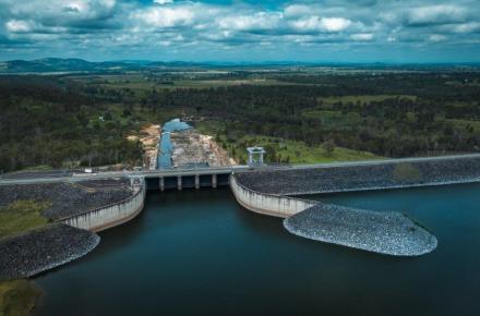 Aerial view of Wivenhoe Dam spillway