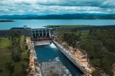 Aerial view of Wivenhoe Dam, May 2024