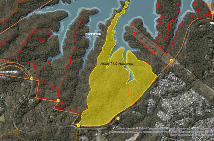 Planned burn map of Pinedale/Winn Road, Lake Samsonvale - 30 July 2024