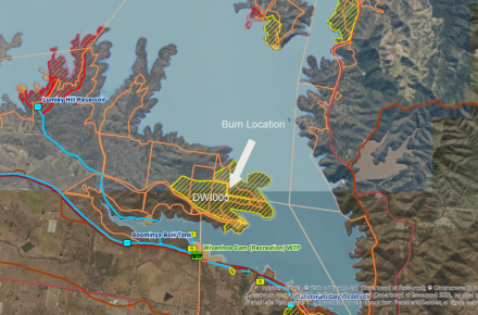 Map of planned burn area at Lake Wivenhoe in August 2024