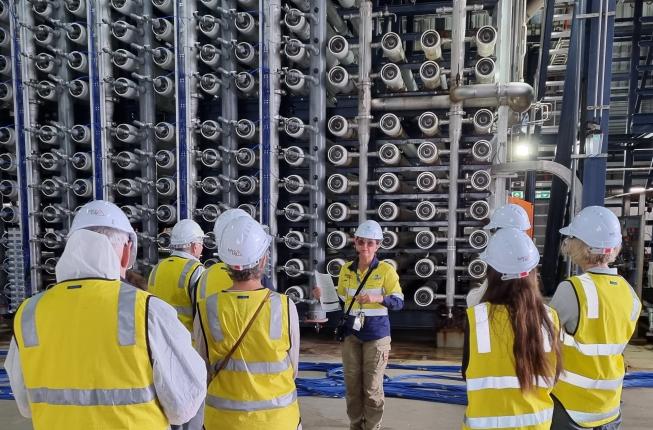 Inside the reverse osmosis room at the Gold Coast Desalination Plant